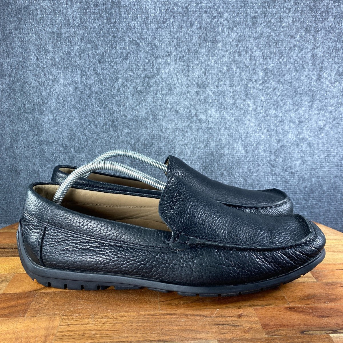 Ecco Mens Classic Drive Moc Black Leather Slip On Loafers Shoes EU 44 US 10 10.5 Men main image 4