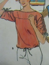 Vintage 70's Butterick 6124 DRAWSTRING SHOULDER TOP SHIRT Sewing Pattern Women