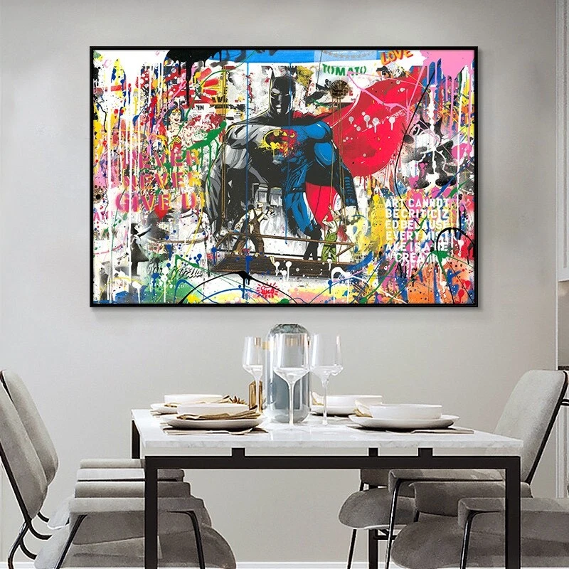 Superhero graffiti pop art canvas Wall Art Modern Wall Decor Design home decor - Imagem 3 de 4
