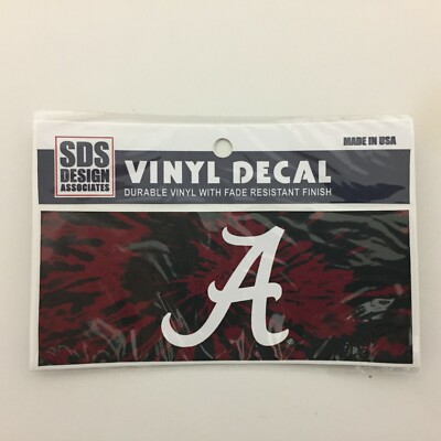 Alabama Crimson Tide Vinyl Decal Script White A With Tie Dye Pattern 6'' Width