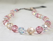 Pink Topaz & Clear Crystal Aurora Boreal Bead Necklace 15" Nordstrom