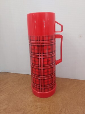 Vintage Aladdin P45D Quart Red Plaid Thermos
