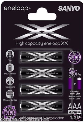 Sanyo Eneloop XX 950mAh AAA LSD Precharge NiMH Rechargeable Battery HR-4UWXB 4pc