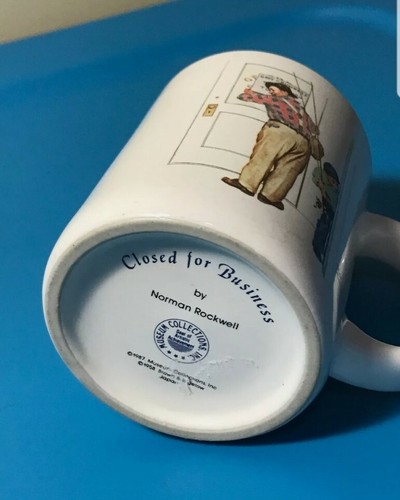 Norman Rockwell Geschlossen für Geschäfte 12 Unzen Keramik Kaffeetasse Becher 1987 - Bild 3 von 4