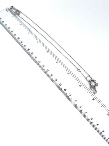 Vintage .925 Sterling Silver & Cubic Zirconia Music Notes Pendant Necklace 17" - Picture 9 of 10