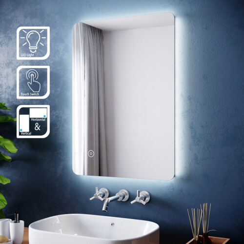 Bathroom Mirror With LED Lights 500x700 Shaver Socket/Demister Wall Mounted IP44