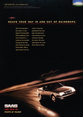 1998 SAAB 93 9-3 Convertible Original Advertisement Print Art Car Ad K37