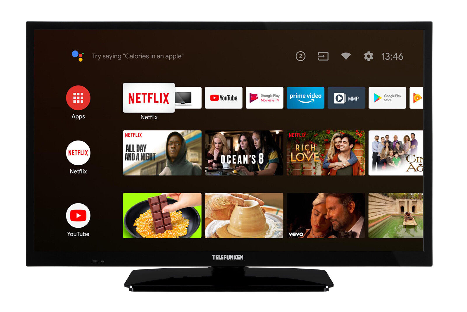 Telefunken XH24AN550MV 24 Zoll Fernseher (Android Smart TV, HD-Ready, 12 Volt)