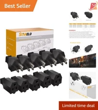 Quality Black Male & Female Connector Set for 15A Extension Cords - 5 Piece Pack