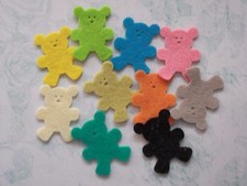 20 X DIE CUT FELT TEDDY BEARS - GRAB  BAG - 100% WOOL FELT