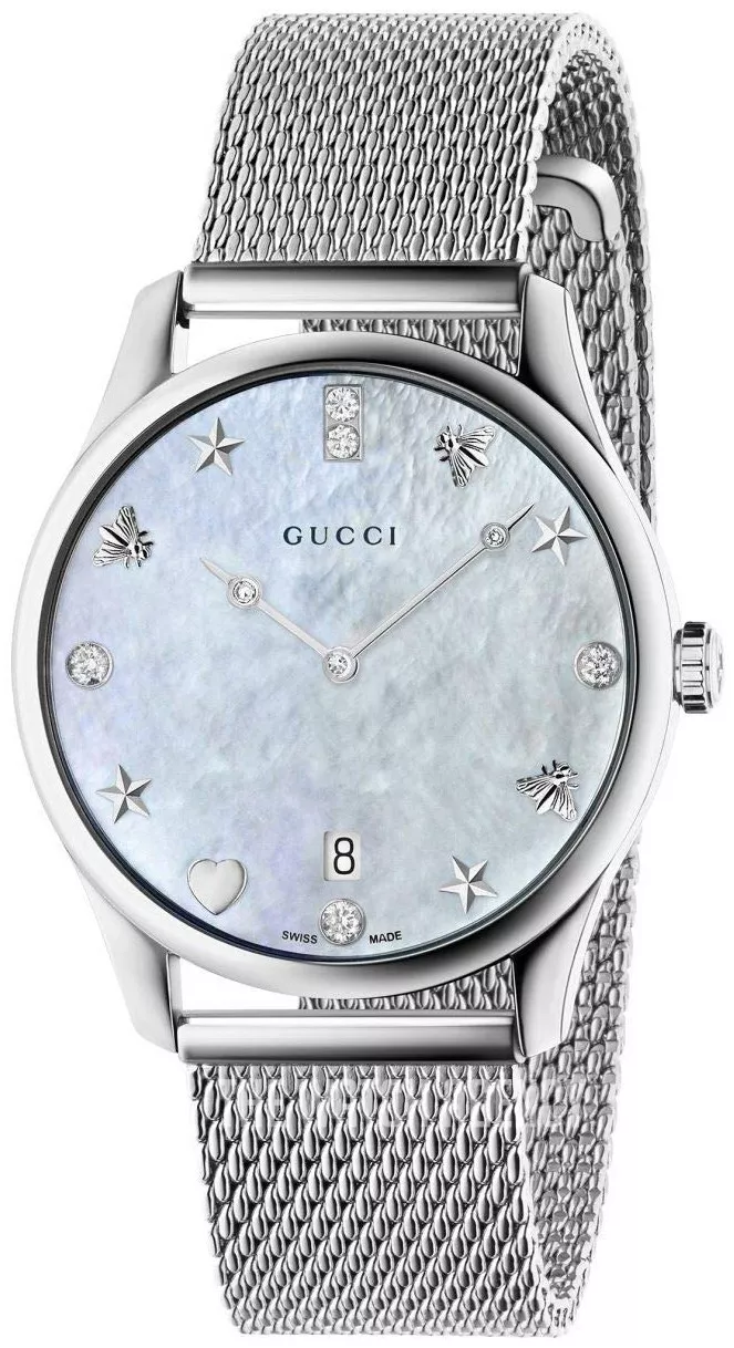 Montre pour femme Gucci G Timeless MOP cadran diamant acier inoxydable   YA1264094