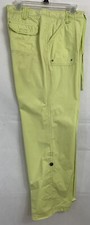 Liz Claiborne Size 12 Green Drawstring Waist Pants Pockets Tab Hem Button Fly