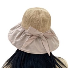 Women  s UPF50 Foldable Straw Sun Hat   Wide Brim Packable Beach  Travel Hat