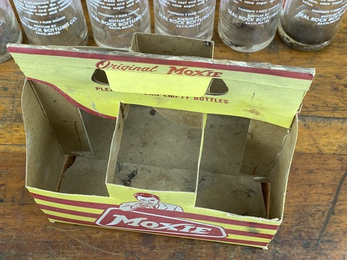 C.1957 Moxie 6er-Pack ~ Seal Rock Bottling Co. Saco, ME ~ angewandtes farbiges Etikett - Bild 15 von 17