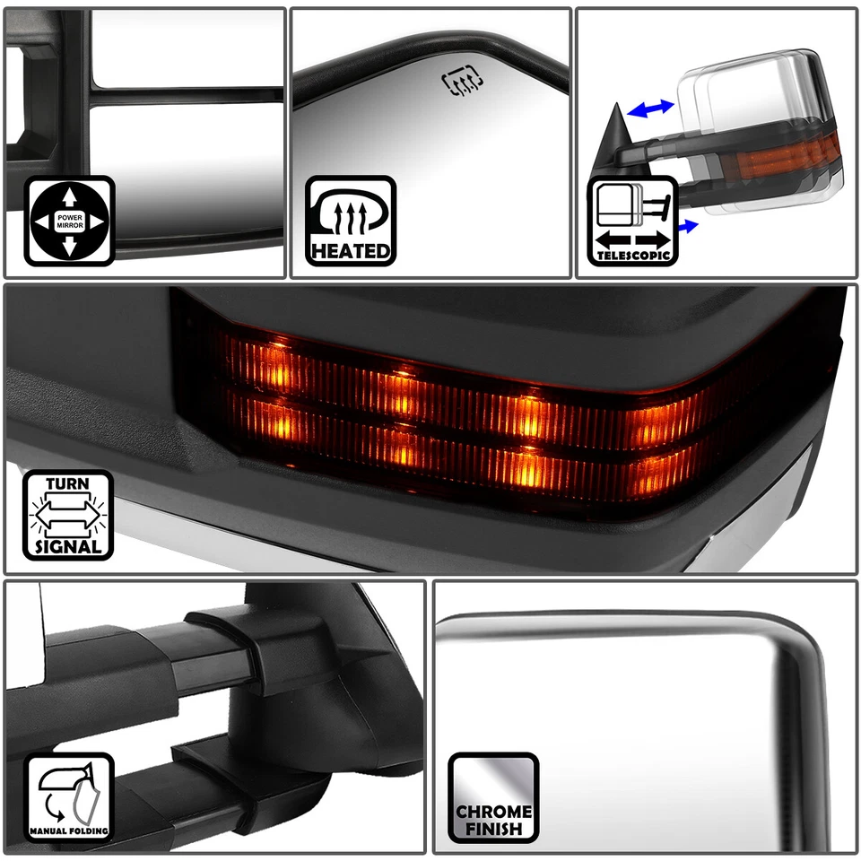 PARA TAHOE AVALANCHE 2003-2006 PAR ALIMENTACIÓN + ÁMBAR SEÑAL LED ESPEJO RETROVISOR CROMADO Foto 2 de 4