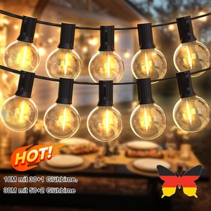 18-30m LED Lichterkette Außen Strom Glühbirnen Außen mit 30/50 G40 Birnen Party