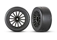Traxxas 9374 Black Multi-Spoke Wheels and Ultra-Wide Slick Tires 4-Tec 3.0 Front