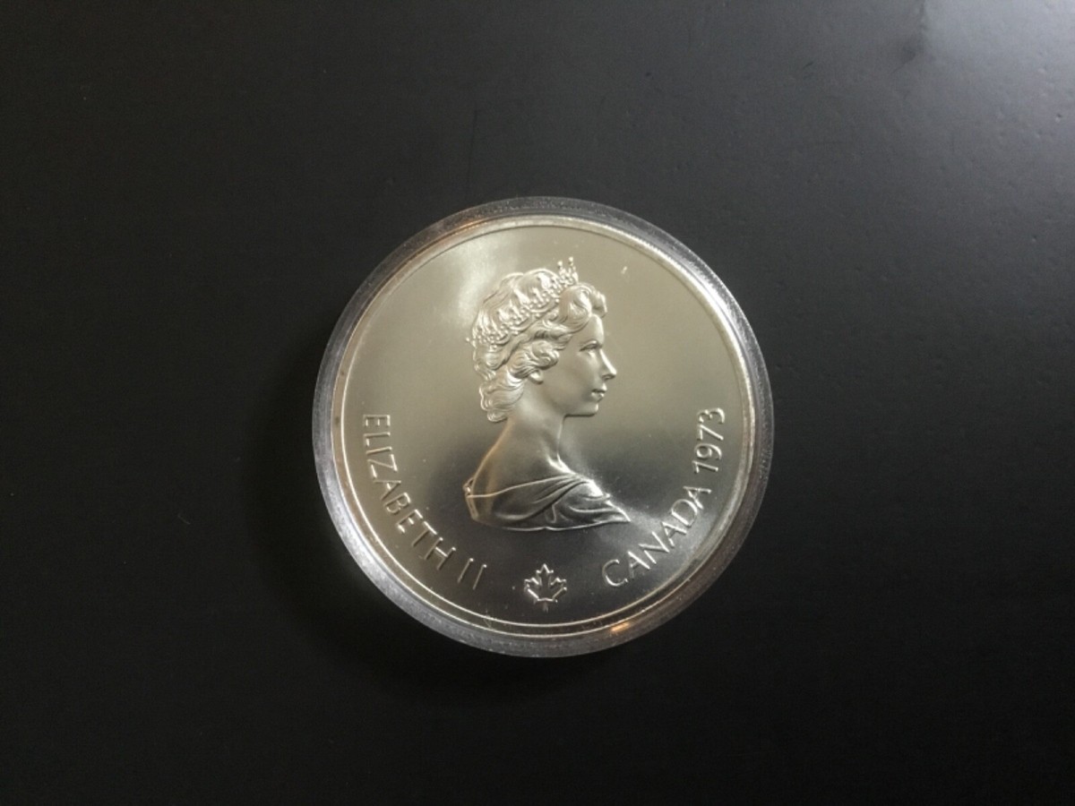 1973 Canada Olympiade XXI $10 Silver Map World Coin Montreal