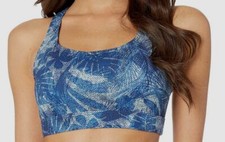  120 Tyr Women's Blue Print Crossback Sport Bra Swimwear Top Size XS