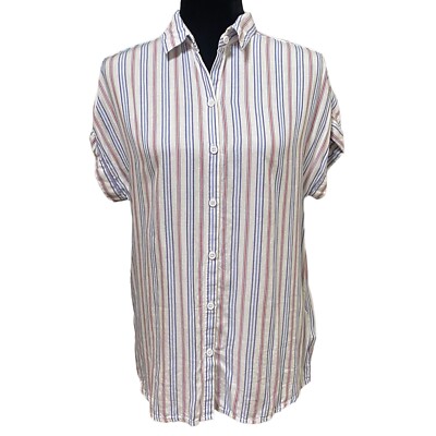 Beach Lunch Lounge Spencer Striped Button Shirt Nautical Top XS