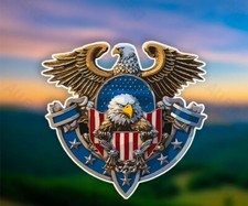 United States USA Flag Eagle Patriotic Seal Emblem 7.5  LARGE VinylDecal Sticker