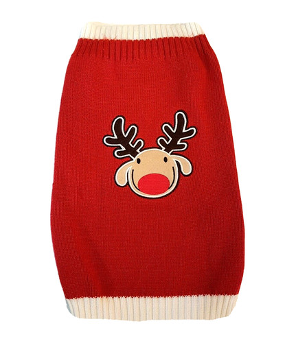 Top Paw Dog Sweater Large Rudolph Red Nose Reindeer Embroidered Holiday Pet Coat