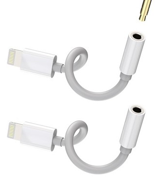 Lightning to 3.5mm Adapter(2pack)for iPhone 14 Aux Headphone Audio Jack Cable...
