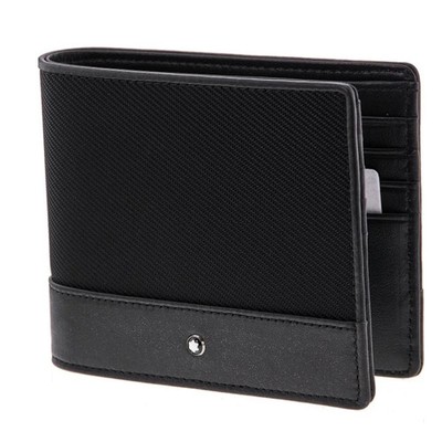 New Montblanc Nightflight 8cc Black Nylon and Leather Wallet 113148