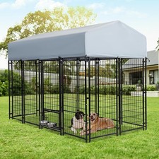 Outdoor Dog Kennel for Large Dogs 8x4x5.7 FT Dog Enclosure W/ Waterproof Heavy
