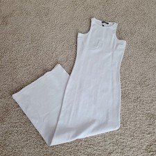 Nasty Gal high Ribbed Racer white Midi Dress size 2 Sleeveless