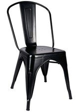 Tolix-Style Industrial Metal Café Chair in Galvanized Silver Finish — listing 3