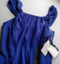 Women's White By Vera Wang Royal Blue Midi Dress Bridal Size 6 (30) 7726