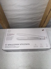 T3 StyleMax SINGLEPASS 9-Settings Professional 1" Flat Iron #77592 White NEW