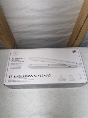T3 StyleMax SINGLEPASS 9-Settings Professional 1'' Flat Iron #77592 White NEW