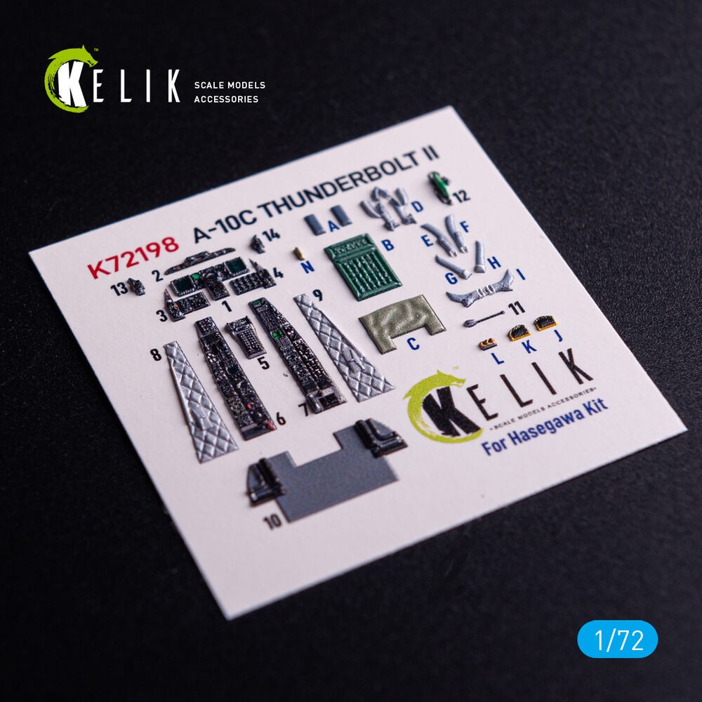 Kelik K72198 1:72 A-10C Interior 3D Decals for Hasegawa Kit - New