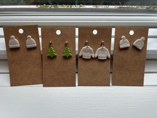 Christmas Holiday Earring 4 Pairs Stud Dangle
