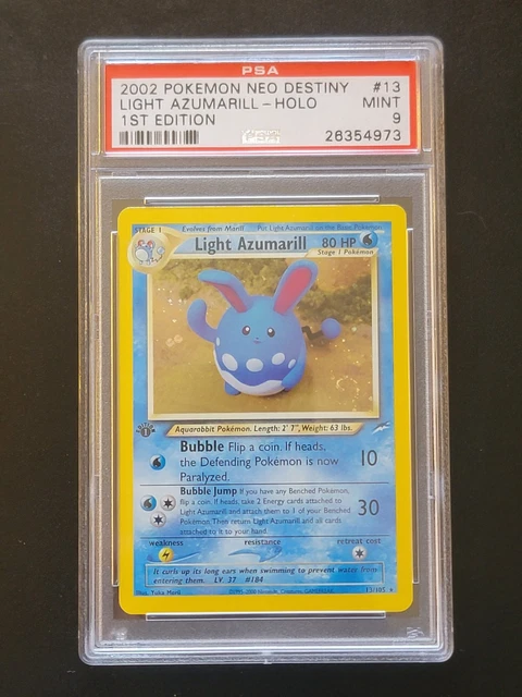 1st Edition Light Azumarill Holo 2002 Pokemon Neo Destiny- PSA 9 SWIRL 