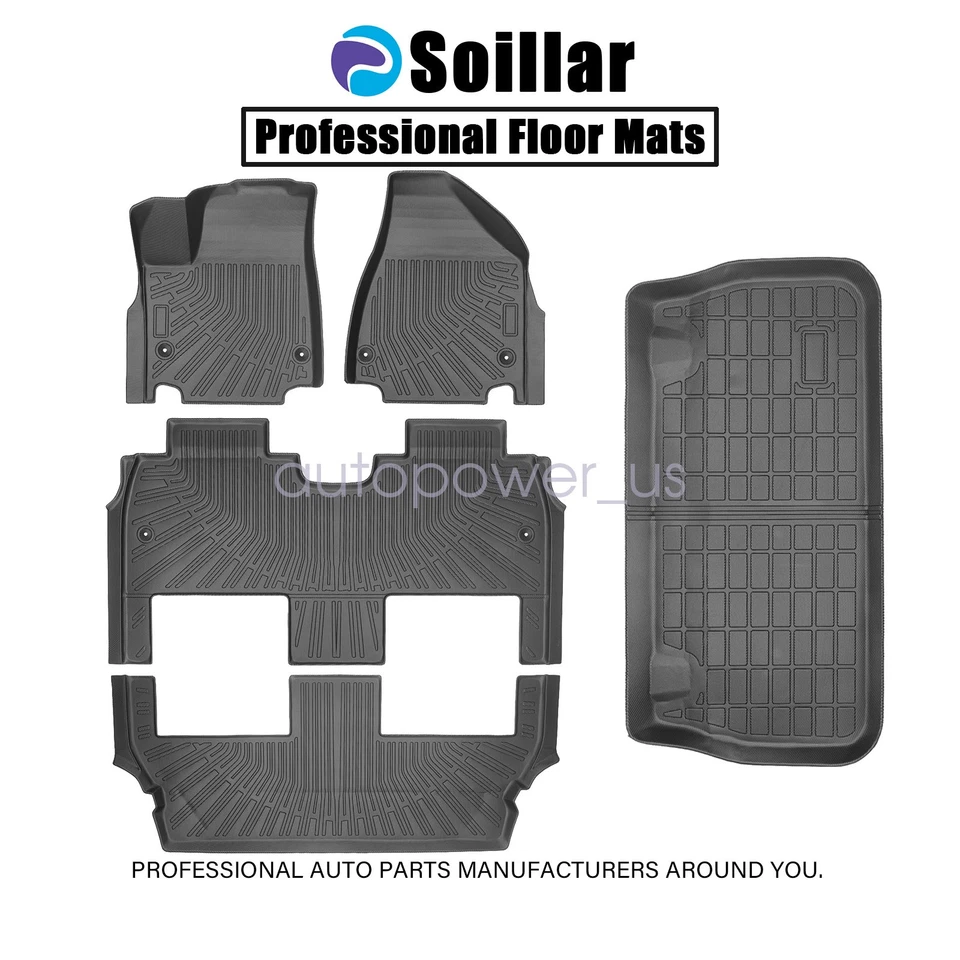 Juego de tapetes y revestimiento de maletero de TPE para Chrysler Pacifica/Voyager 2017-2025 Foto 2 de 4