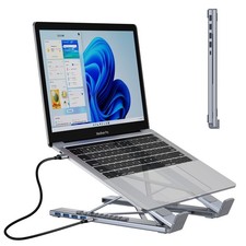 M61 USB to USB Hub Portable Laptop Stand, Aluminum 4 Ports USB3.0 Multiport A...