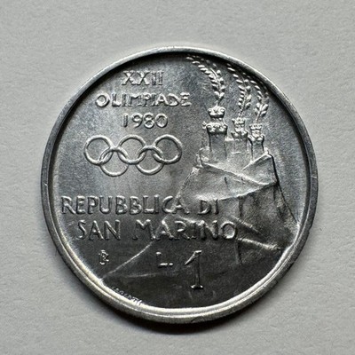 1980 San Marino 1 Lira - Aluminum - Coin #D-045