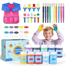 Washable Paint for Kids, 10 Colors 2 fl oz 40 Pcs Non-Toxic Finger Paint Ki...
