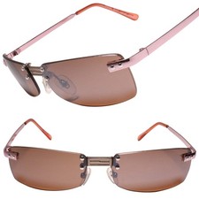 Genuine Vintage Rimless Pink Frame 80s 90s Rectangle Sunglasses