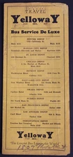 Yelloway Bus Service De Luxe Menu Denver to Los Angeles 1927 Timetable