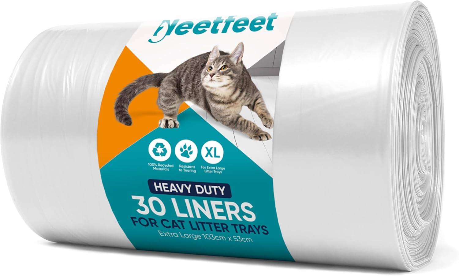 30 Extra Large Cat Litter Tray Liners on a Roll Scratch Resistant and Leak Proof