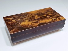 Portagioie antico di legno scatola vintage cofanetto scrigno in art deco anni 40