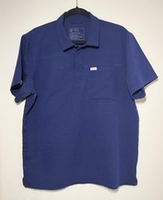 FIGS Polo Shirt Scrub Top Mens Size Large Navy Blue Short Sleeve Pocket Comfort