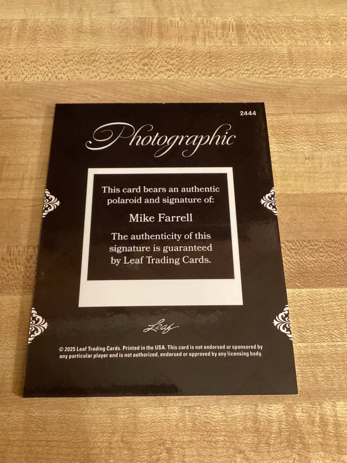 2025 LEAF PHOTOGRAPHIC MIKE FARRELL 1/1 FRAMED SIGNED POLAROID MASH AUTO