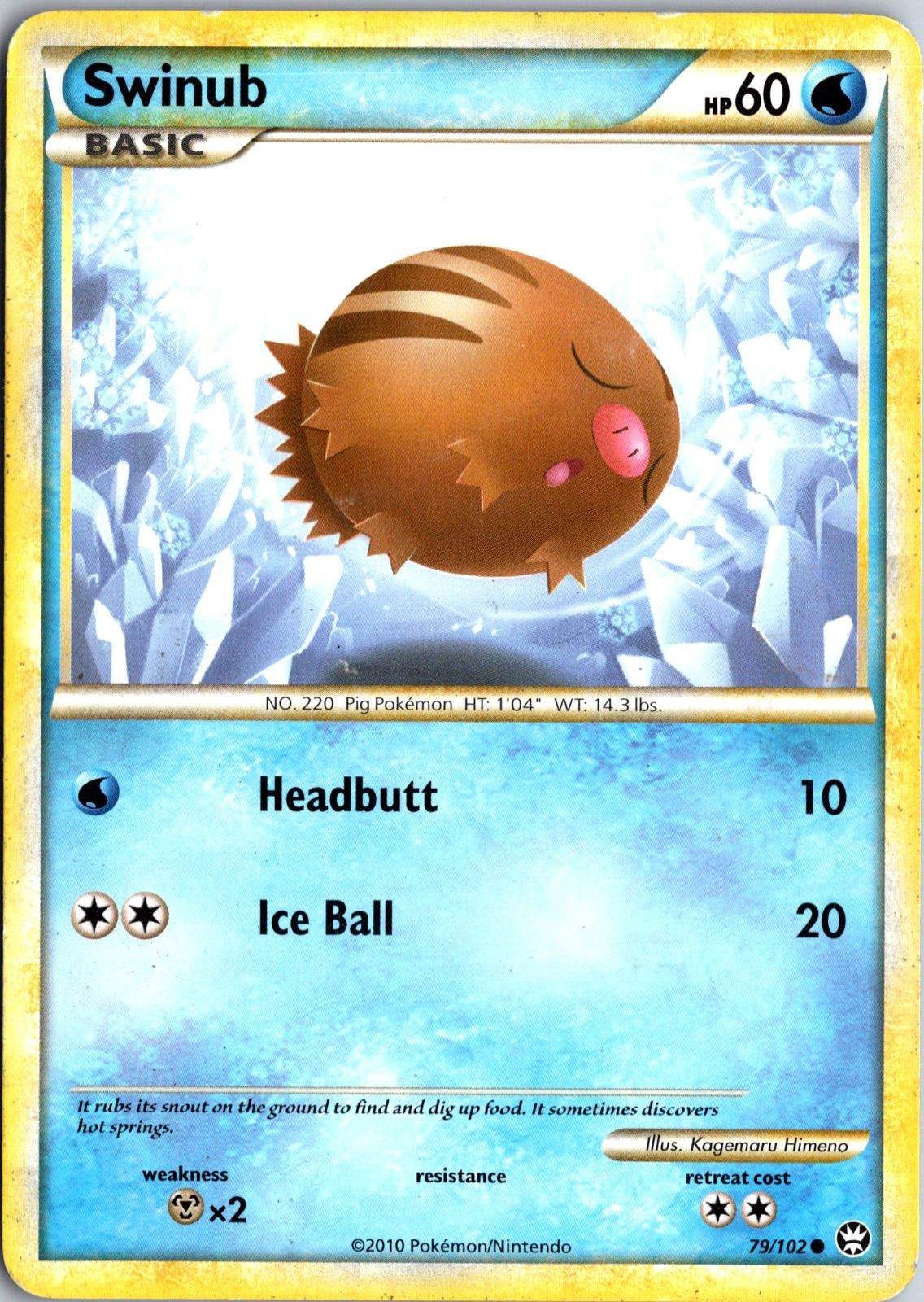 Swinub 79/102 Common HGSS Triumphant Pokemon Moderately Played