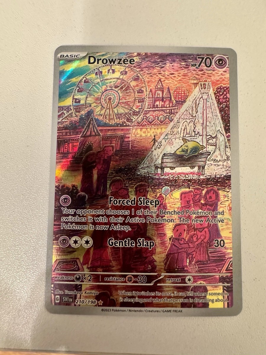 drowzee pokemon card full art proof acrylic case and featuring a striking image of the captivating character Drowzee - Illustration Rare SV01: