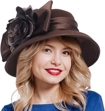 Women Wool Felt Dress Party Hats for Fall, Winter Church Hats 1920s 1950s 60s